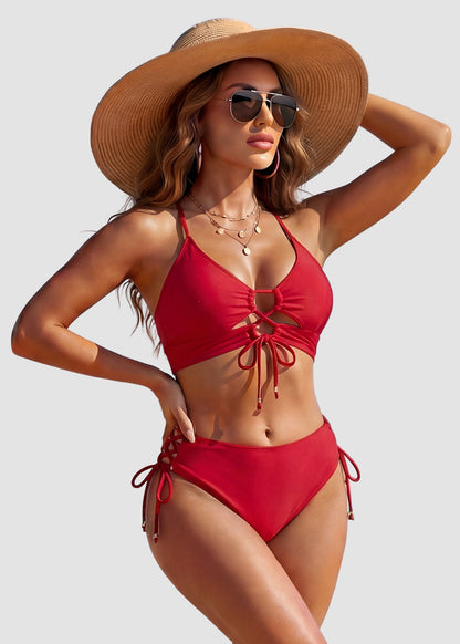 Tie-Front Push-Up Halter Bikini Set