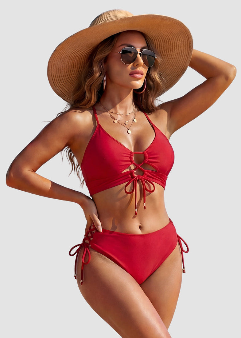 Tie-Front Push-Up Halter Bikini Set