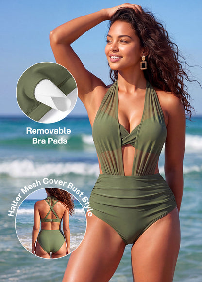 High-Waisted Tummy Control Mesh Bikini Set