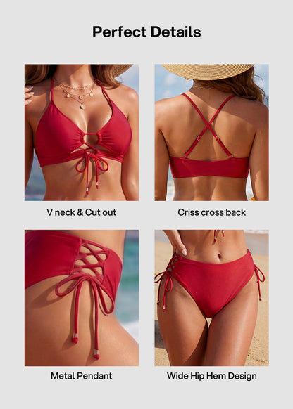 Tie-Front Push-Up Halter Bikini Set