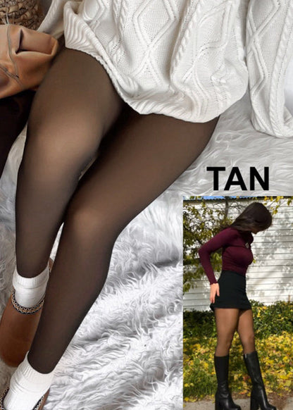 Semi Transparent double seam Fleece Lined Tights