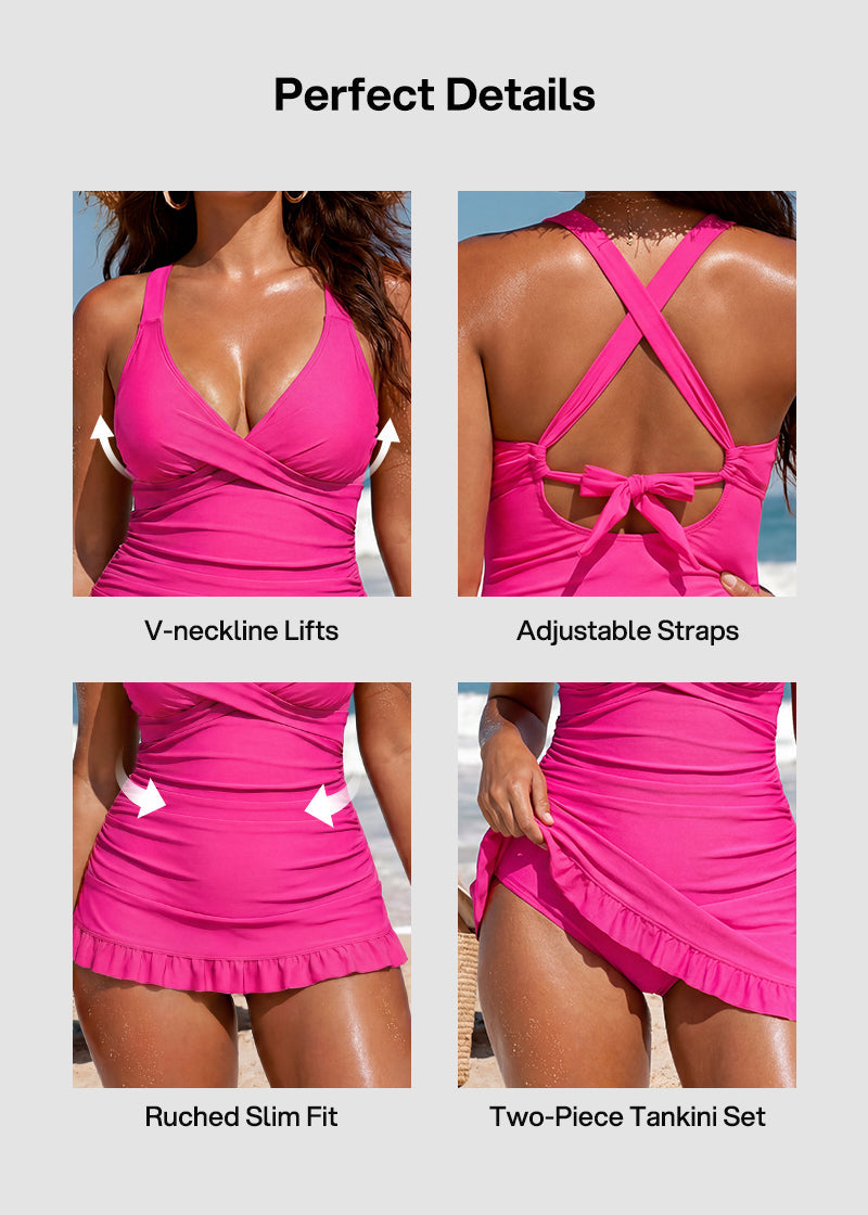 Deep V Cross-Back Ruched One-Piece Swimsuit