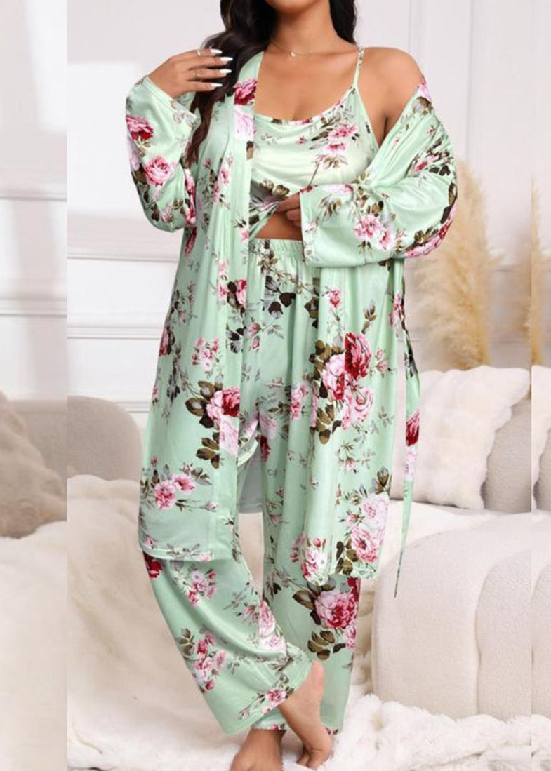 Comfy 3-Piece Pajama Set – Robe, Camisole & Long Pants