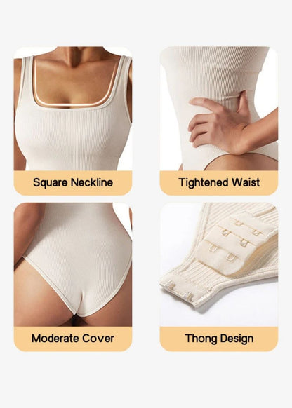 Ribbed Sleeveless Square Neck Tank Top Bodysuit