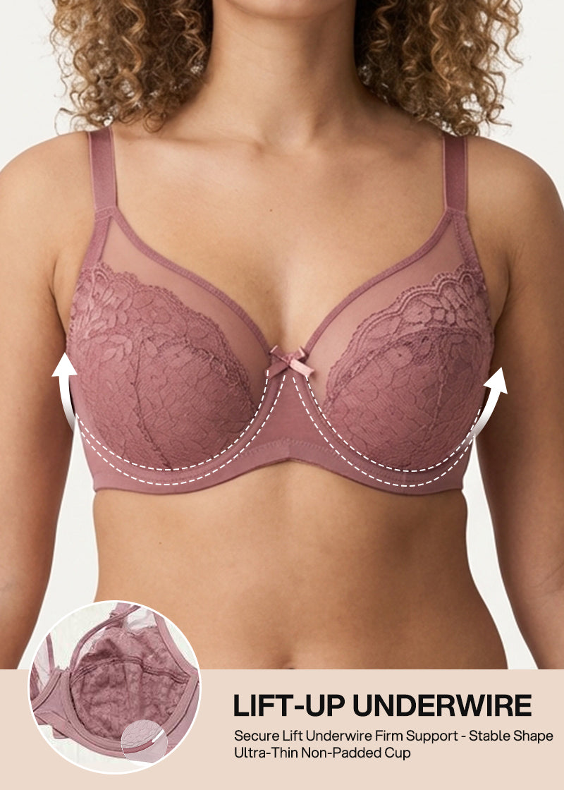 Breathable Lace Underwire Full Coverage Bra