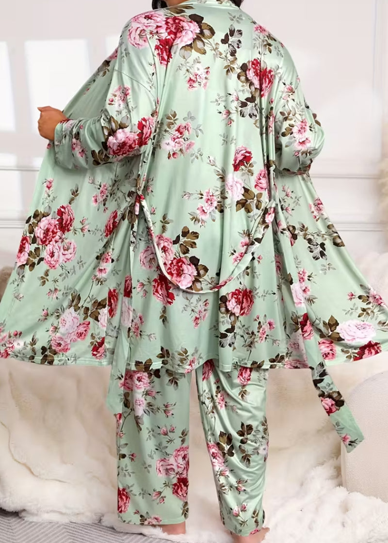 Comfy 3-Piece Pajama Set – Robe, Camisole & Long Pants
