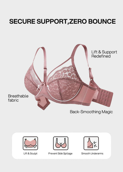Breathable Lace Underwire Full Coverage Bra