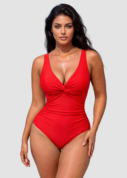 [Run One Size Smaller] Hourglass™ Twist Front Tummy Control One-Piece Swimsuit