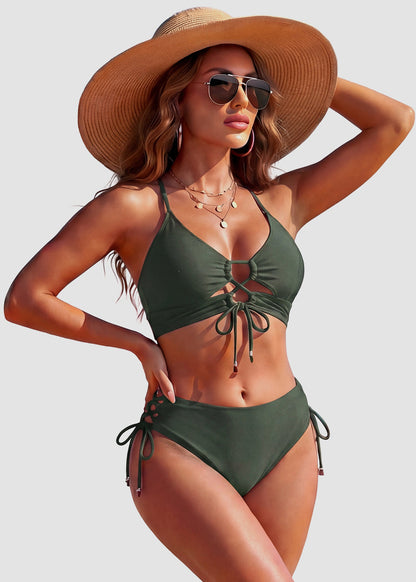 Tie-Front Push-Up Halter Bikini Set