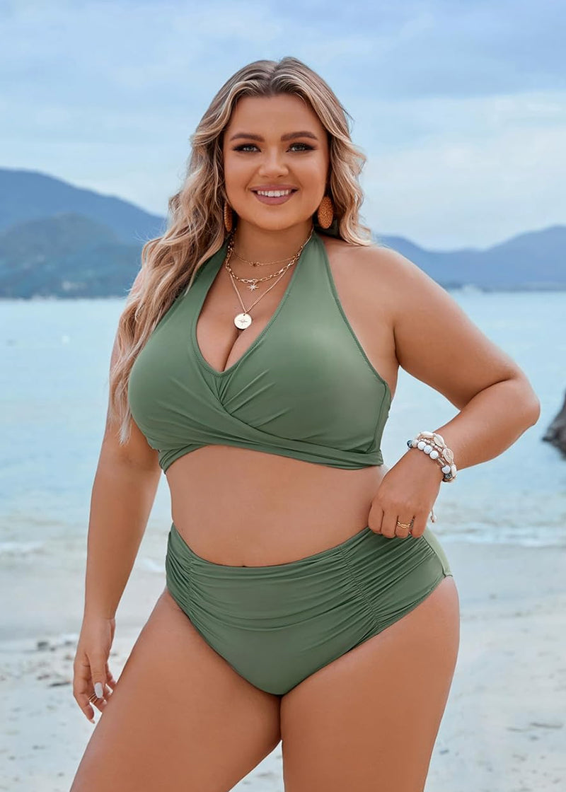 Tummy Control Bathing Suits Modest High Waisted Bikini Sets
