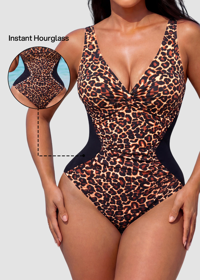 [Run One Size Smaller] Hourglass™ Twist Front Tummy Control One-Piece Swimsuit