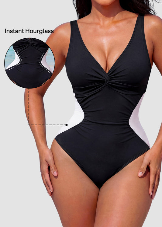 [Run One Size Smaller] Hourglass™ Twist Front Tummy Control One-Piece Swimsuit