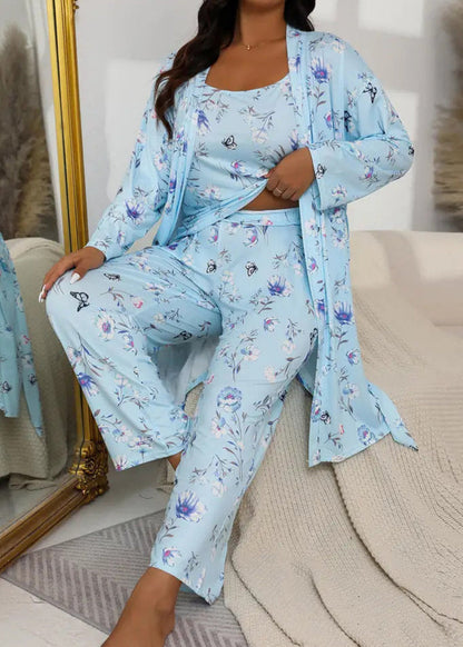 Comfy 3-Piece Pajama Set – Robe, Camisole & Long Pants
