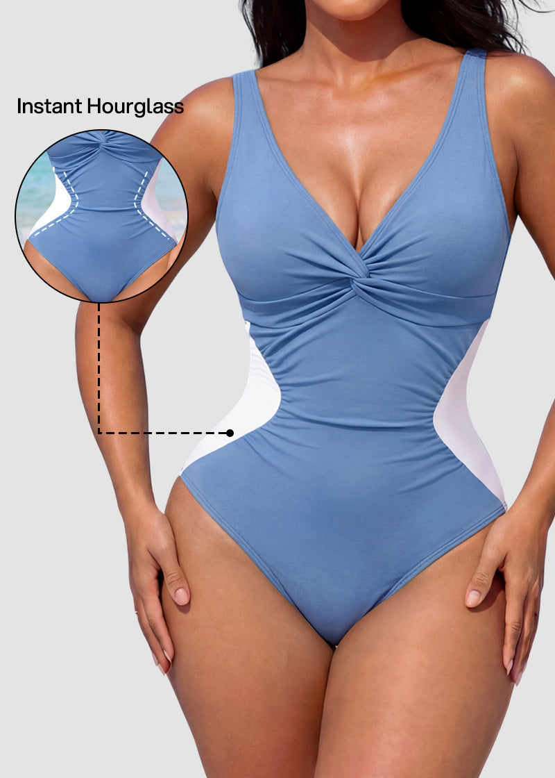 [Run One Size Smaller] Hourglass™ Twist Front Tummy Control One-Piece Swimsuit