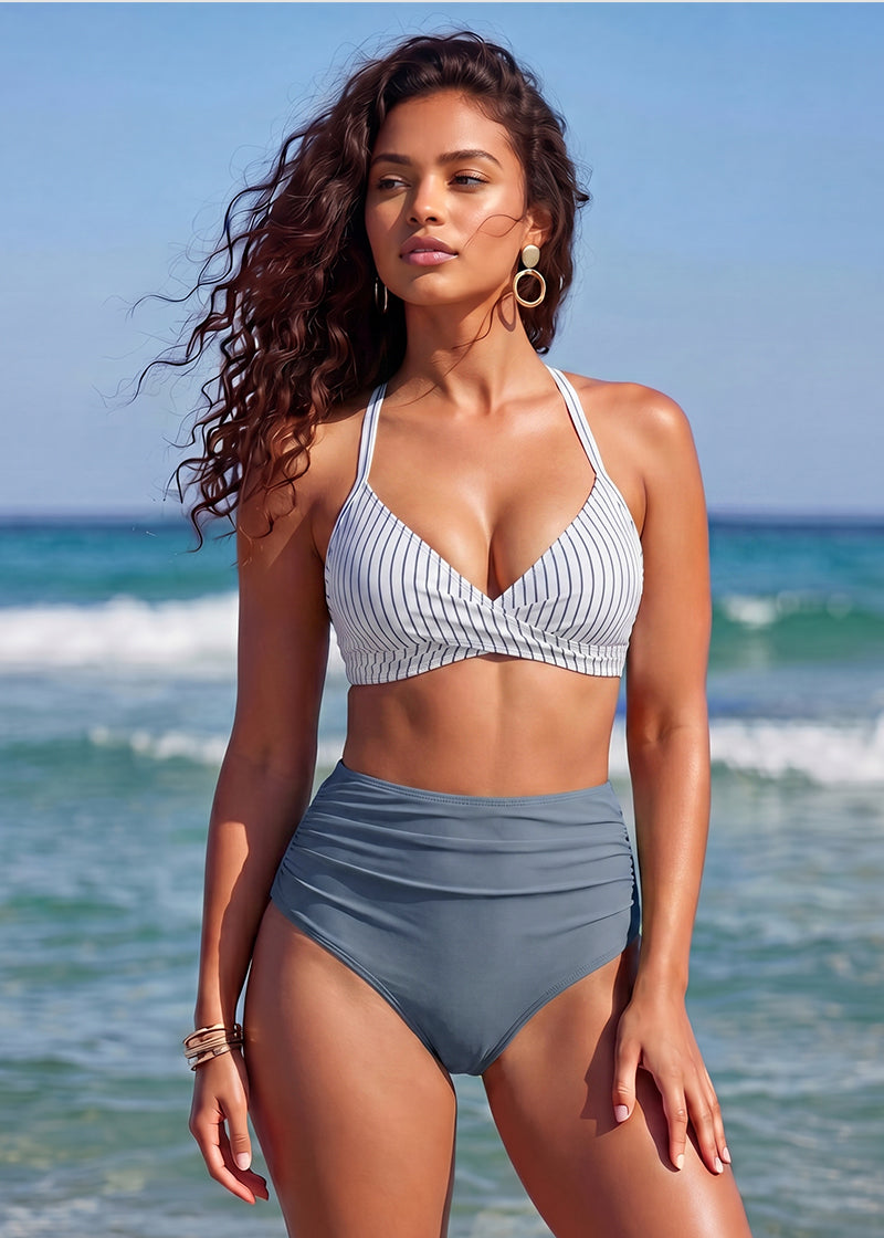 High-Waisted Tummy Control Mesh Bikini Set