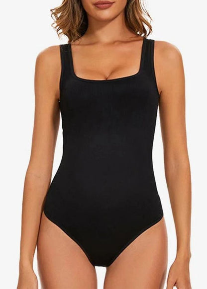 Ribbed Sleeveless Square Neck Tank Top Bodysuit