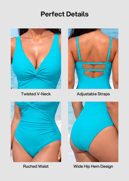 [Run One Size Smaller] Hourglass™ Twist Front Tummy Control One-Piece Swimsuit
