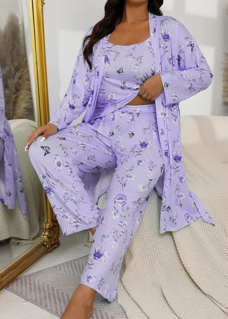 Comfy 3-Piece Pajama Set – Robe, Camisole & Long Pants