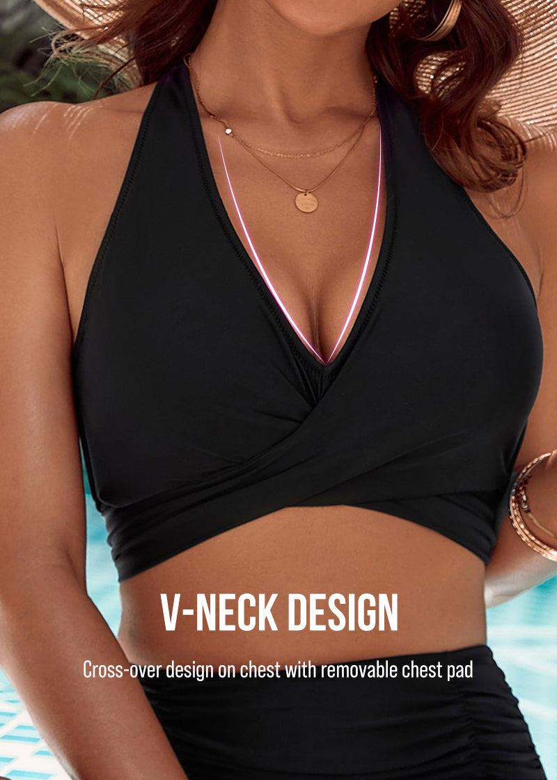 Tummy Control Bathing Suits Modest High Waisted Bikini Sets