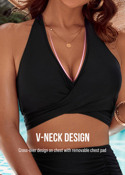 Tummy Control Bathing Suits Modest High Waisted Bikini Sets