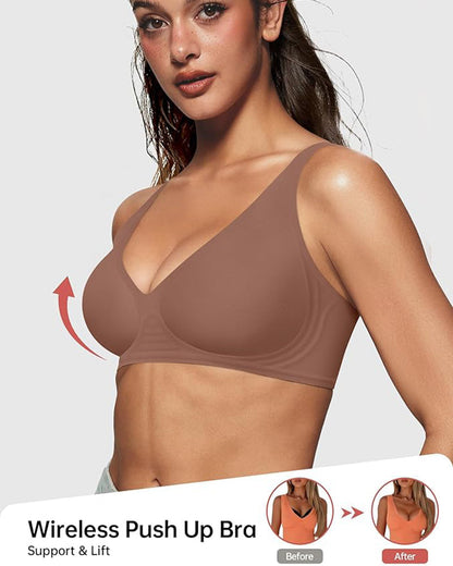 🔥Seamless Deep V Push-Up Wireless Jelly Bra