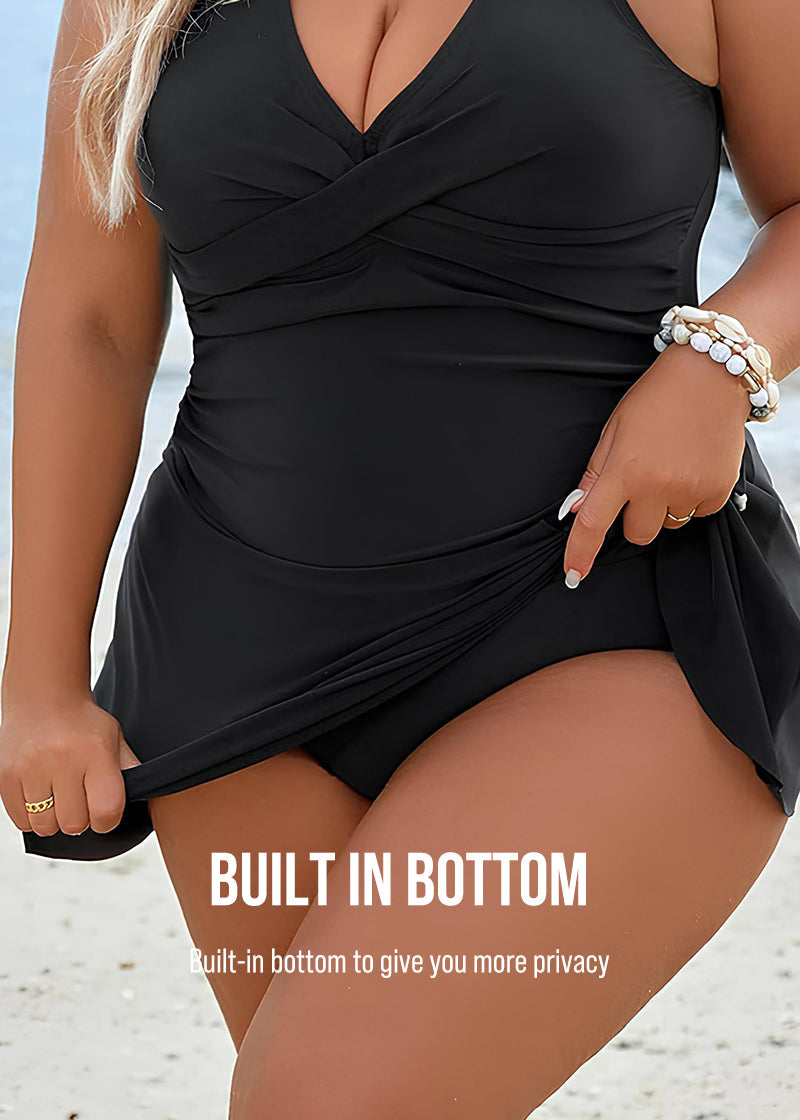 Plus Size Tummy Control Knot Detailed Swimdress