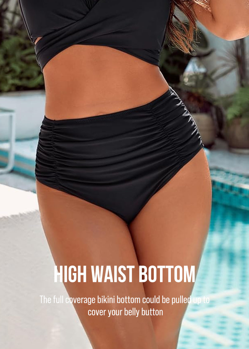 Tummy Control Bathing Suits Modest High Waisted Bikini Sets