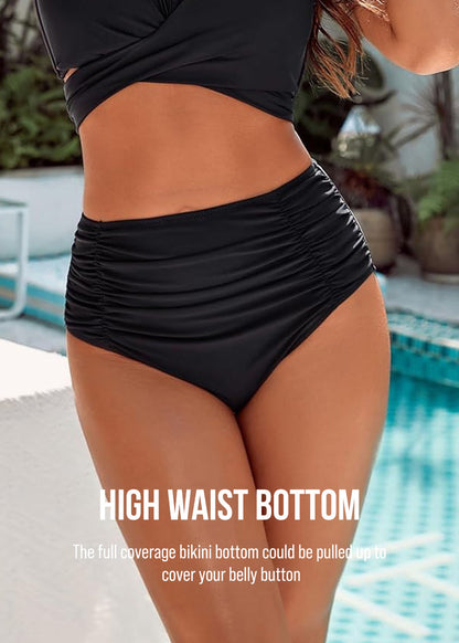 Tummy Control Bathing Suits Modest High Waisted Bikini Sets