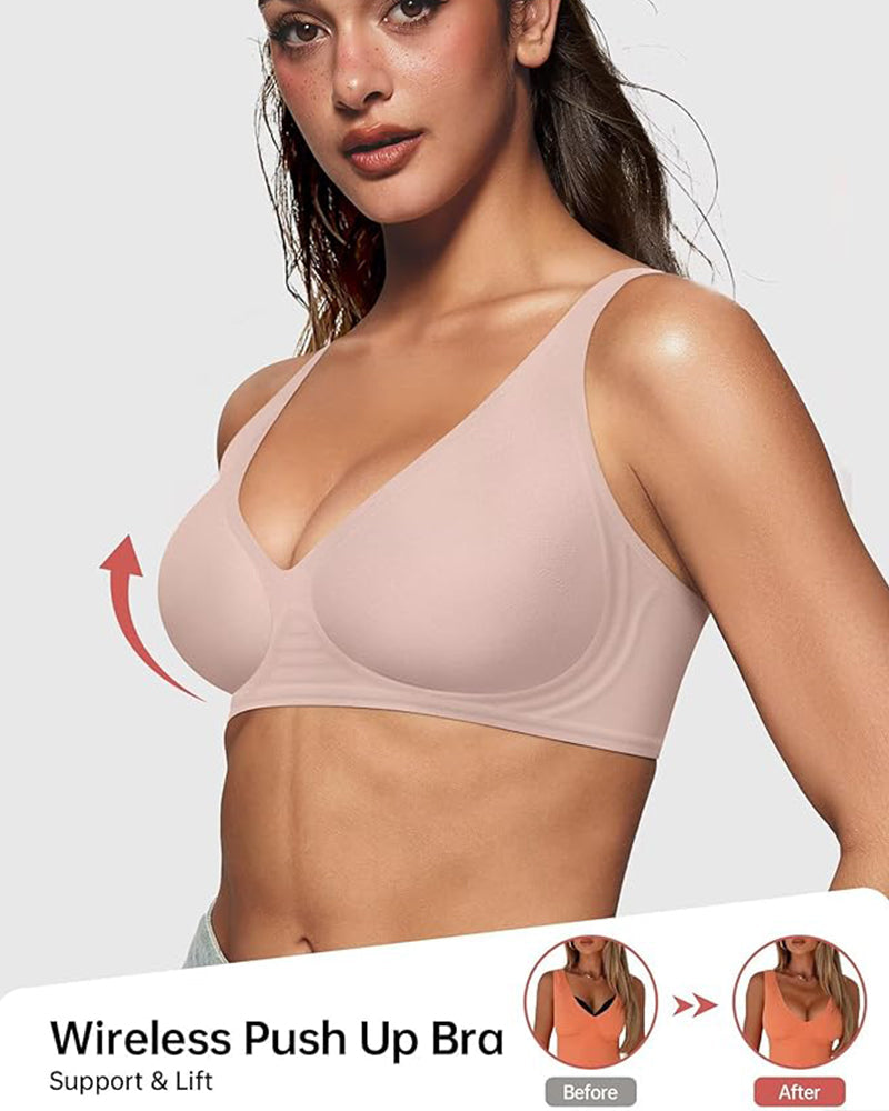 🔥Seamless Deep V Push-Up Wireless Jelly Bra